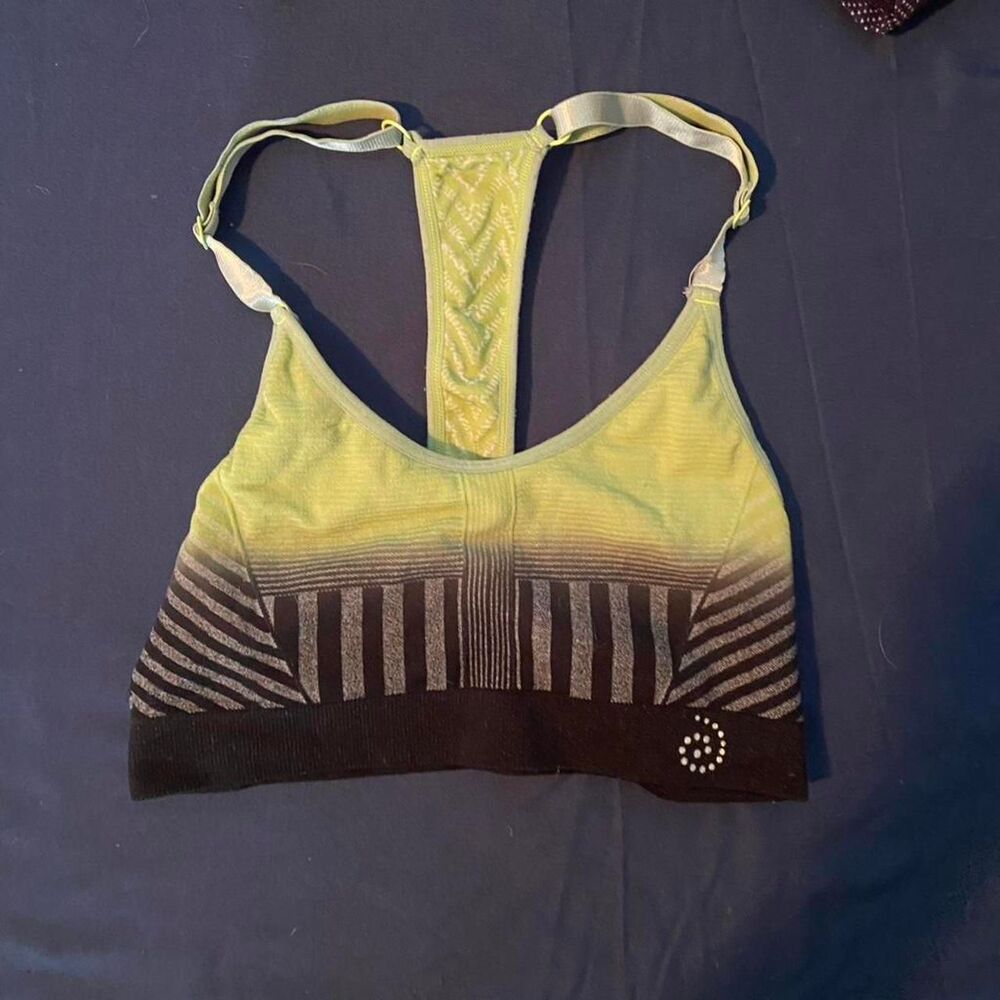 Be Inspired Neon Green and Black Gym Sports Bra Top
